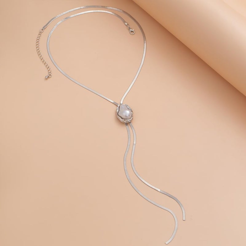 FUTIMELY Dainty Long Gold Necklace for Women,Thin Herringbone Chain Necklace,Long Lariat Necklace Body Jewelry - Image 4